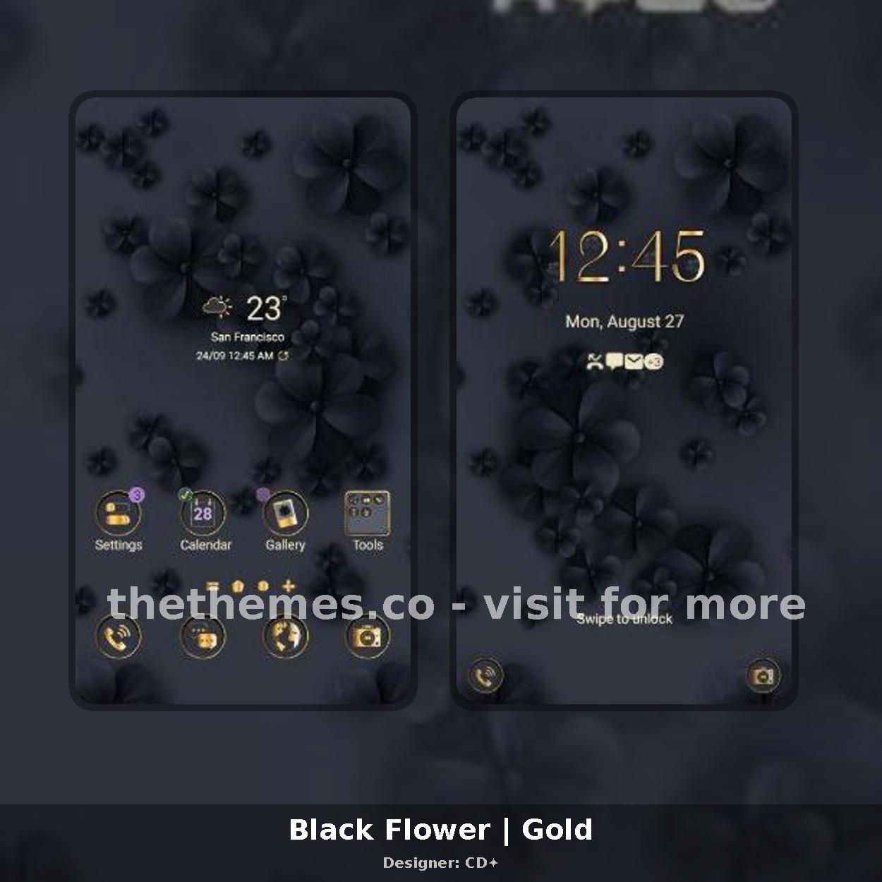 Black Flower | Gold