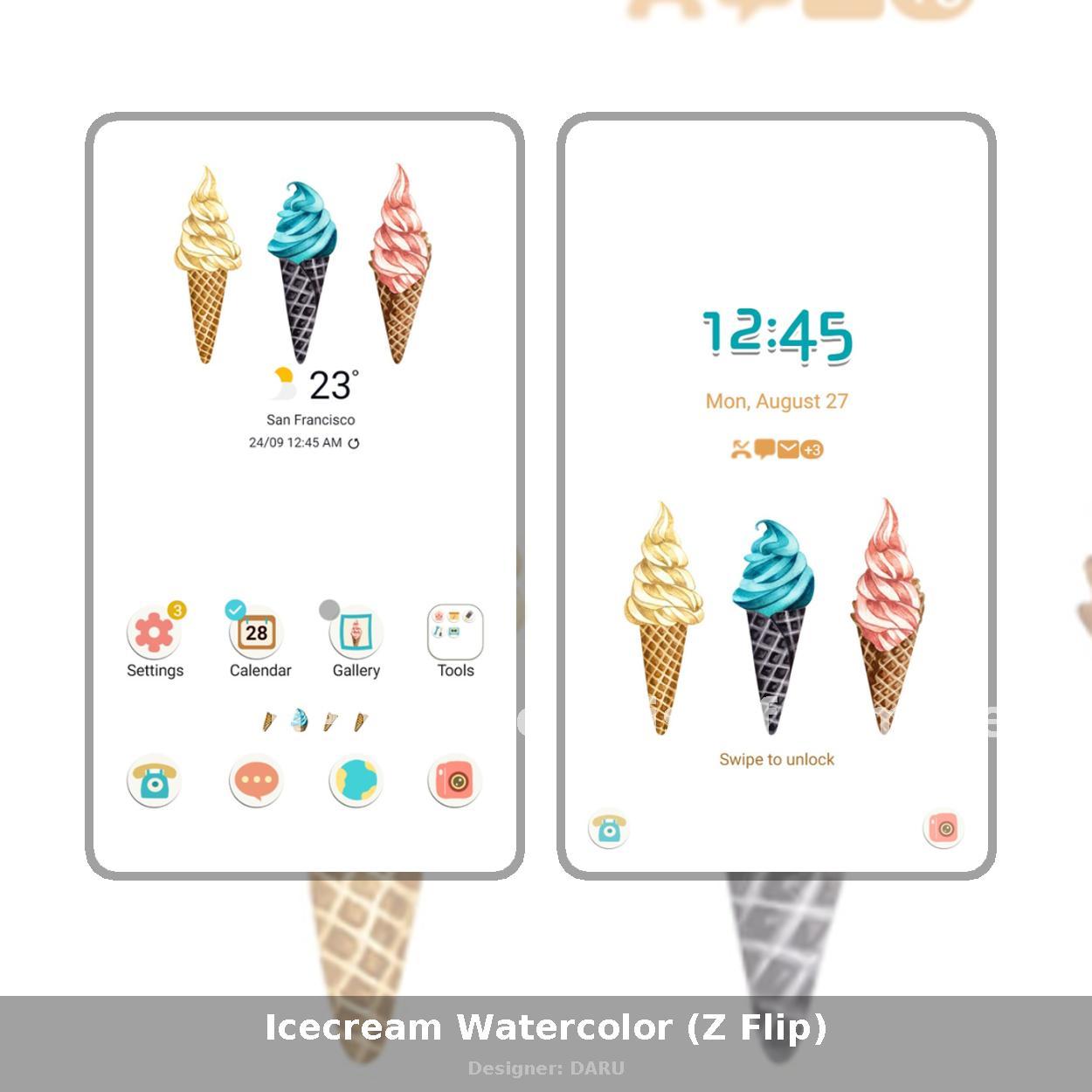 Icecream Watercolor (Z Flip)