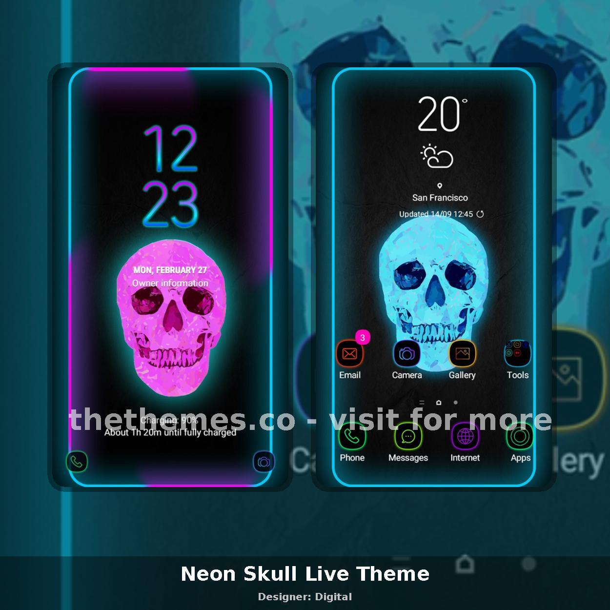 Neon Skull Live Theme