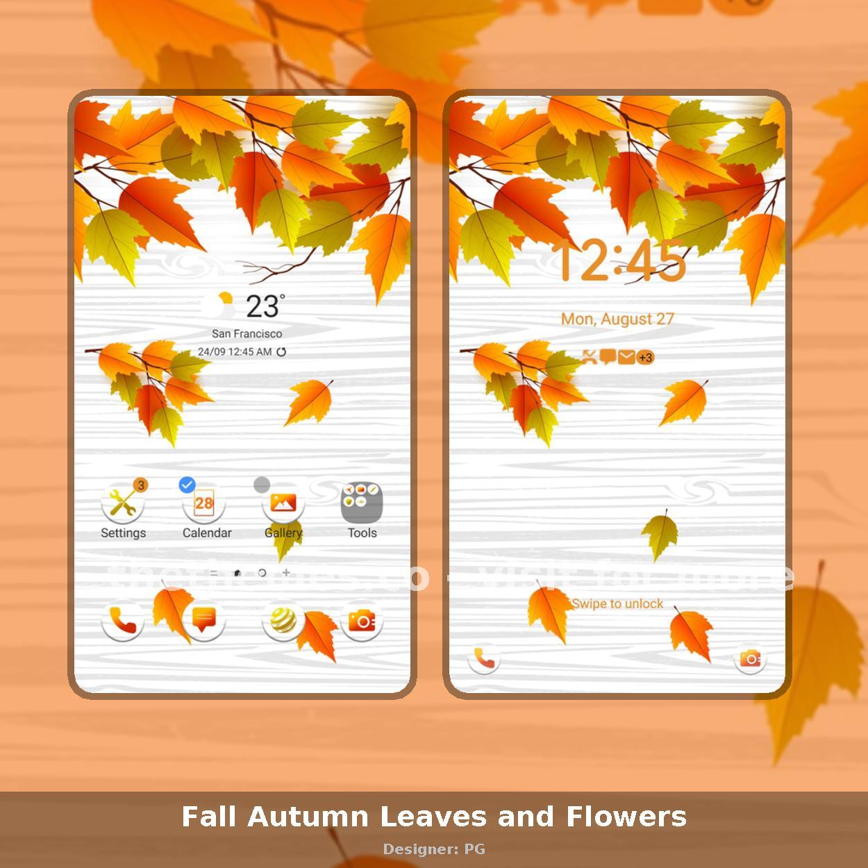 Fall Autumn Leaves and Flowers