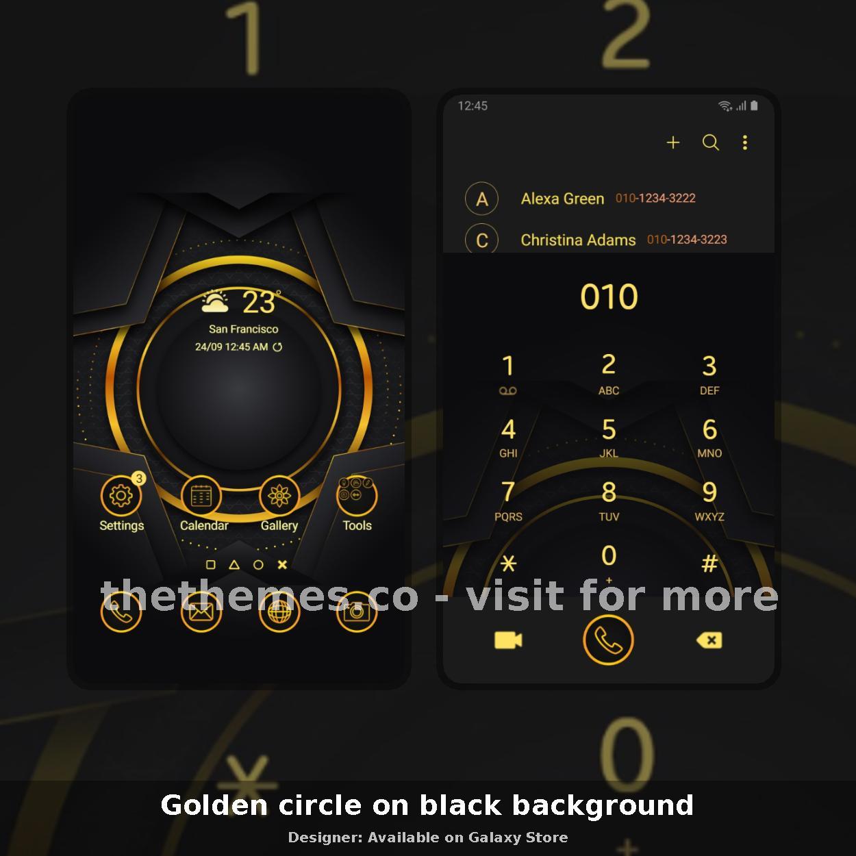 Golden circle on black background