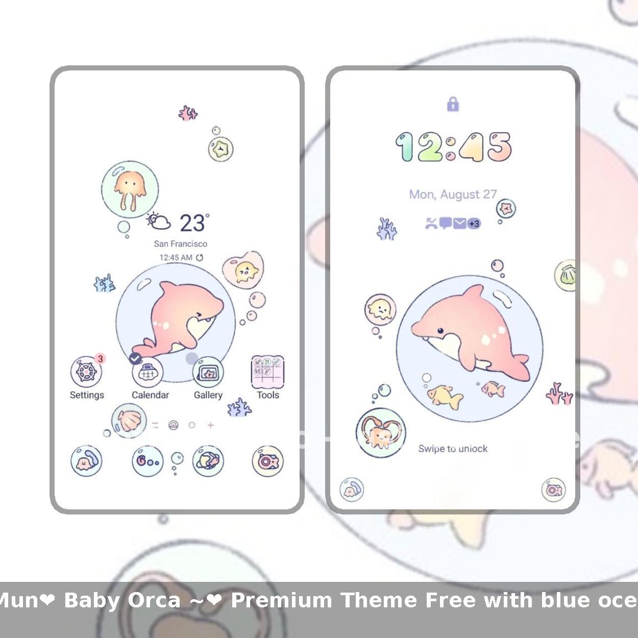 ❤️Mun❤️ Baby Orca ~❤️ Premium Theme Free with blue ocean