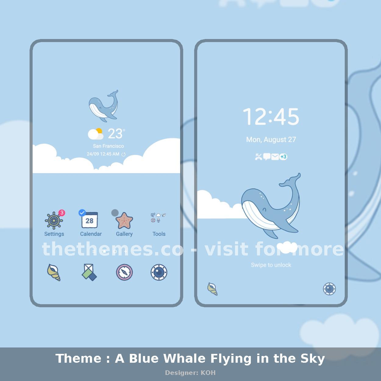 Theme : A Blue Whale Flying in the Sky