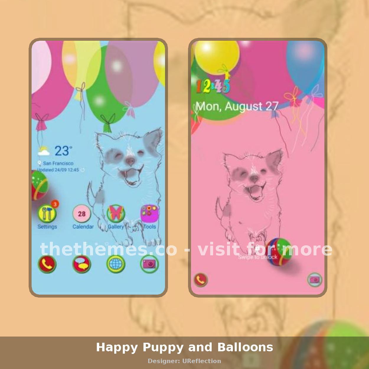 Happy Puppy and Balloons