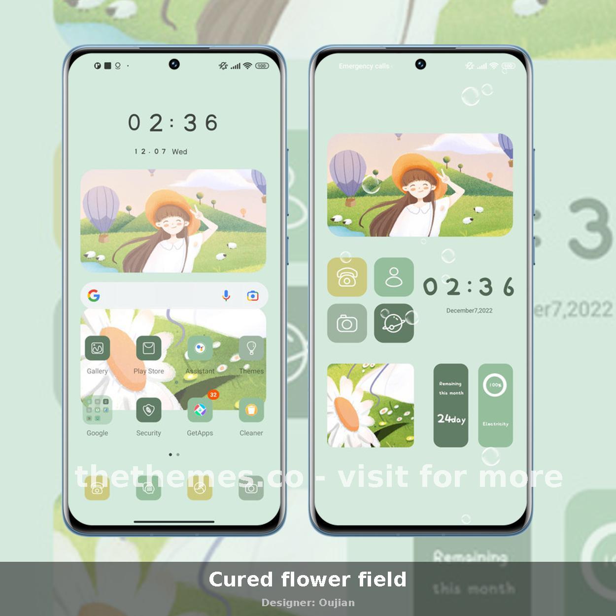 Cured flower field