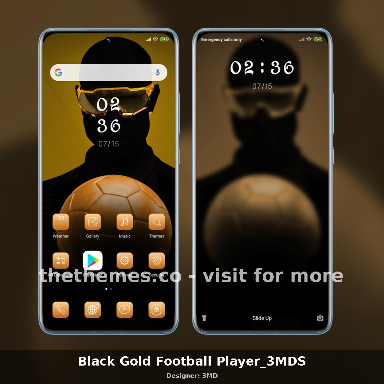 Black Gold Football Player_3MDS