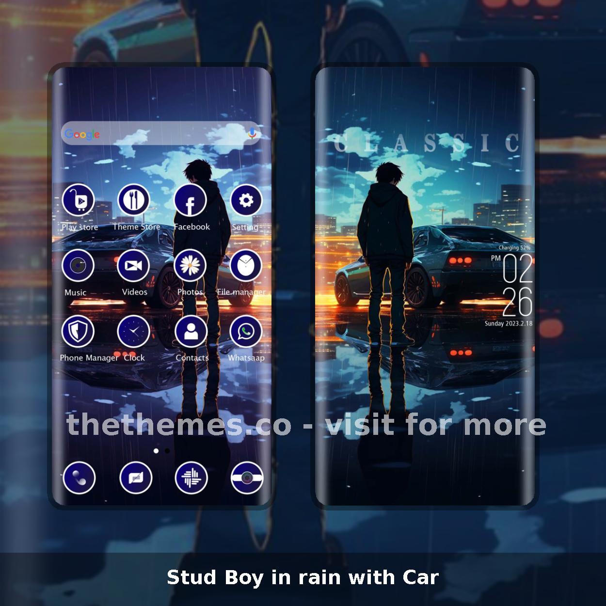 Stud Boy in rain with Car